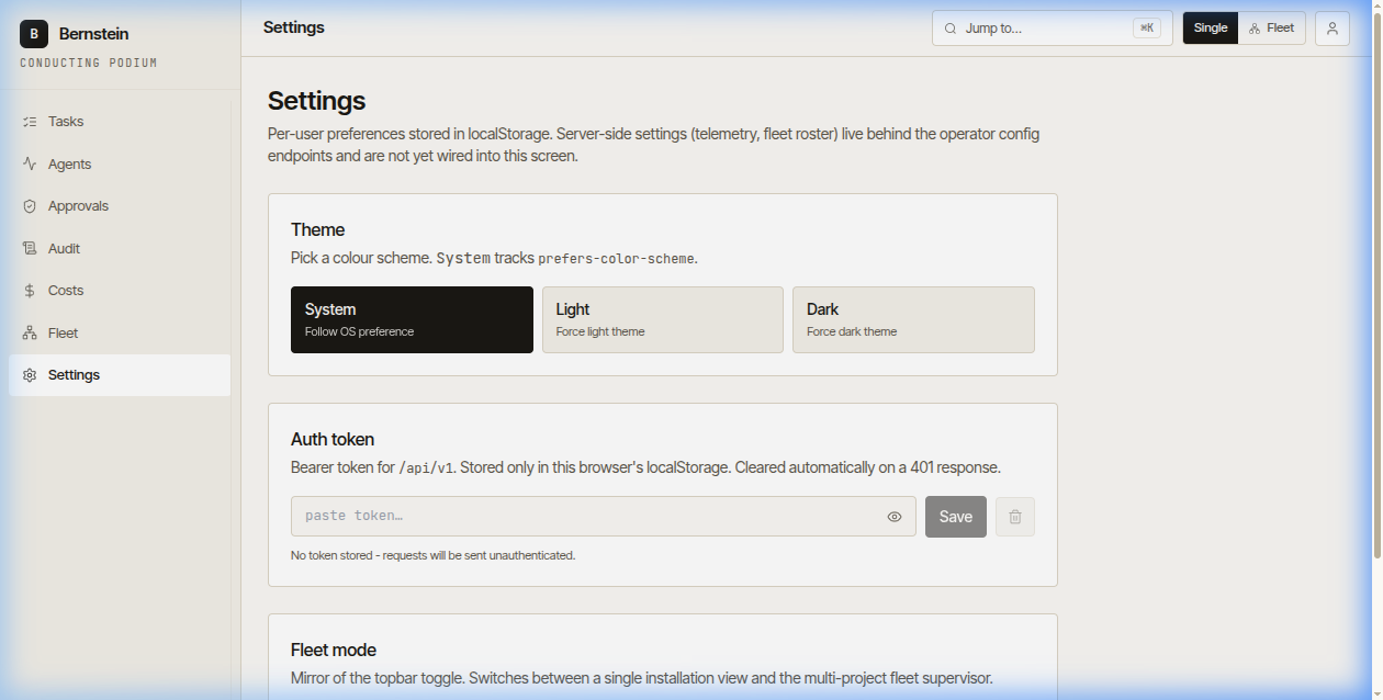 Settings — settings placeholder screen